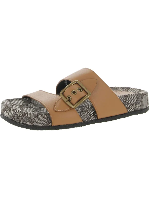 Addison  Womens Slip On Leather Slide Sandals