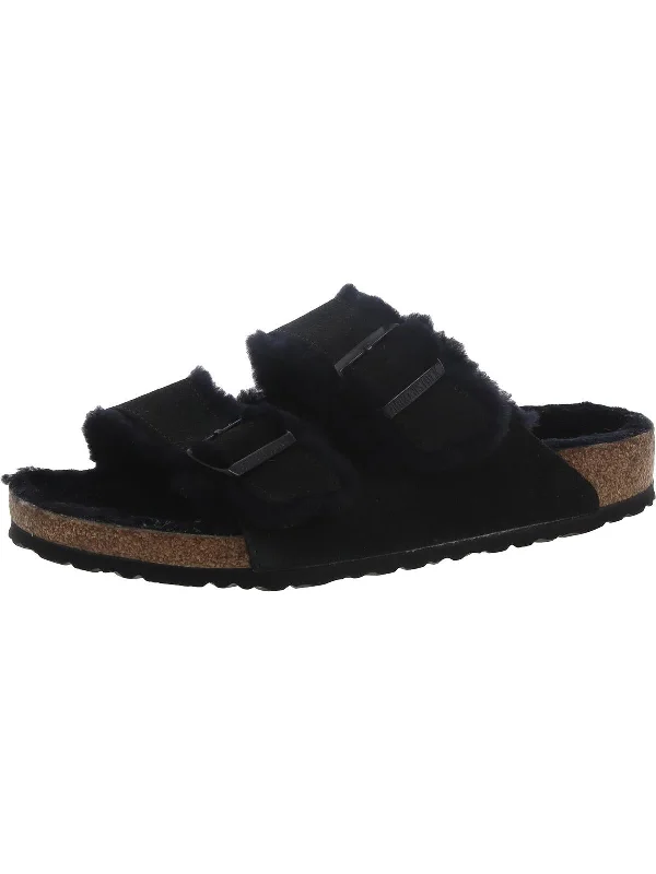 Arizona Shearling Womens Suede Slip On Slide Sandals