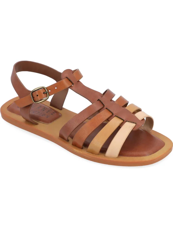 Benicia Womens Faux Leather Strappy Fisherman Sandals