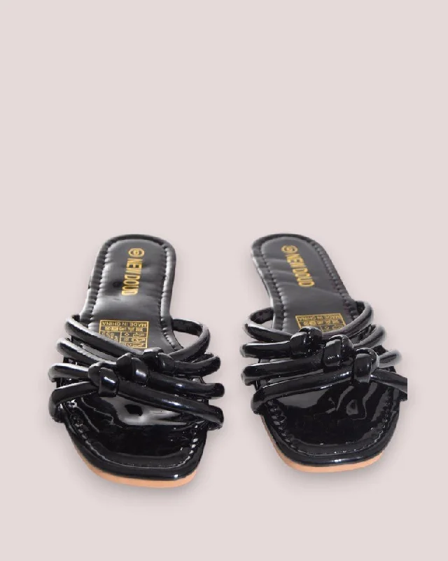 Black Knotted slide Sandals