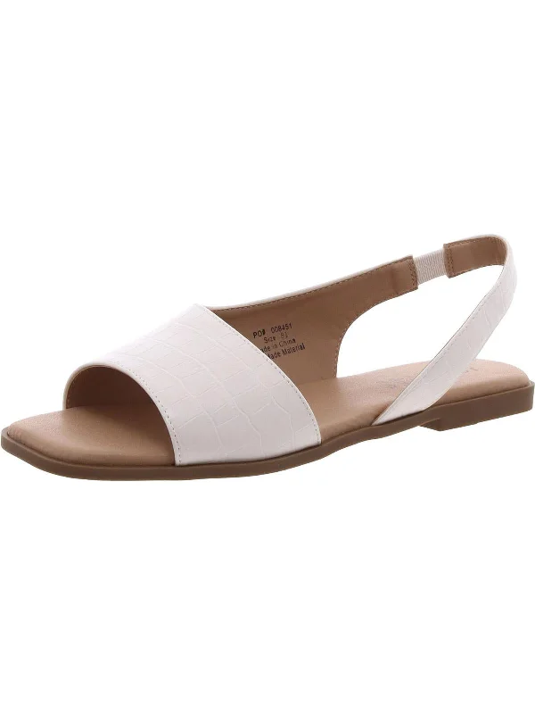 Brinsley Womens Faux Leather Slip On Slingback Sandals