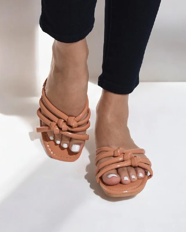 Brown Knotted slide Sandals