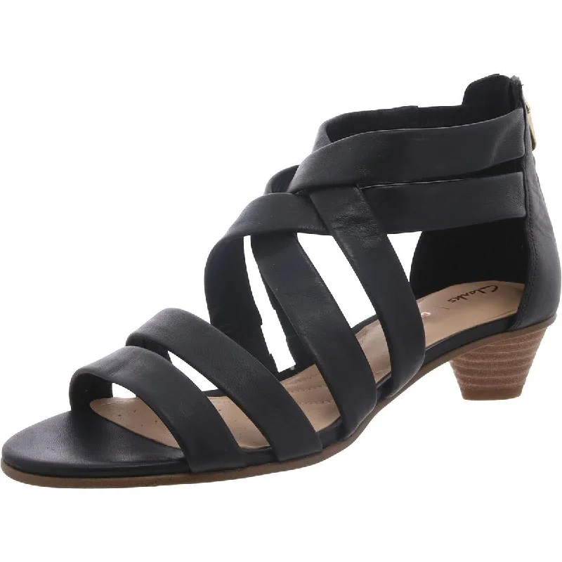 Clarks Womens Mena Silk Leather Zipper Strappy Sandals