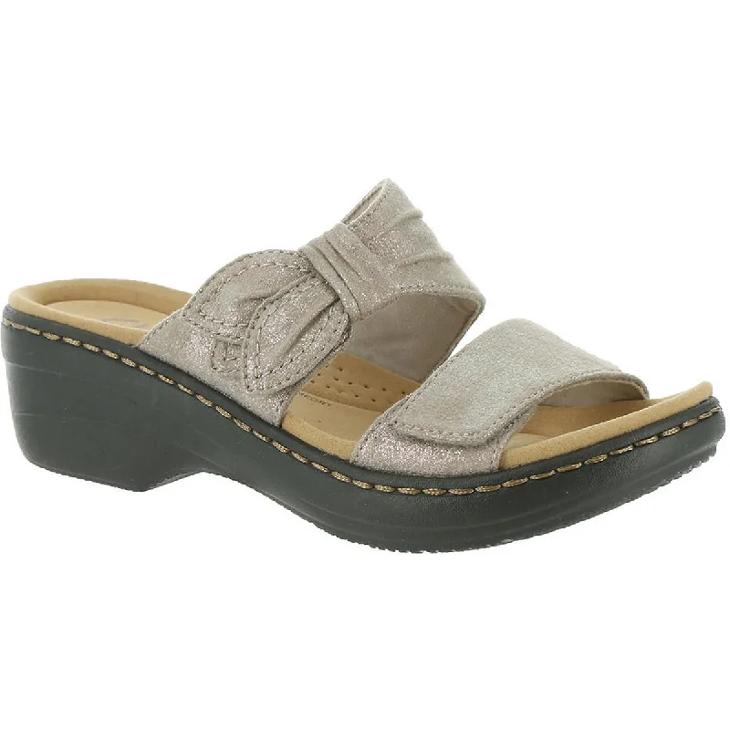 Clarks Womens Merliah Charm Open Toe Slip On Wedge Sandals