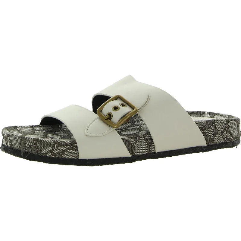 Coach Womens Addison  Slip On Leather Slide Sandals