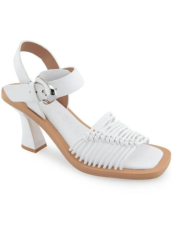 CREW Womens Faux Leather Square toe Strappy Sandals