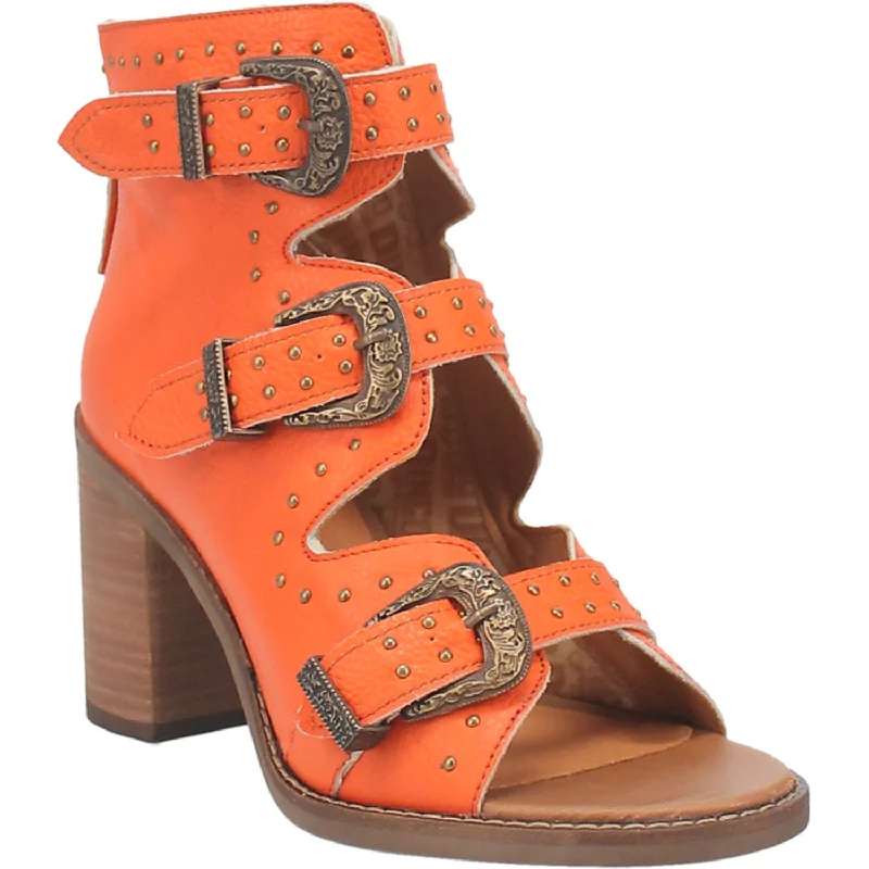 Dingo Womens Ziggy Orange Leather Sandals Shoes