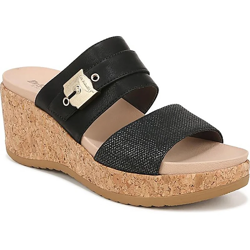 Dr. Scholl's Shoes Womens Cali Vibe Faux Leather Wedge Sandals