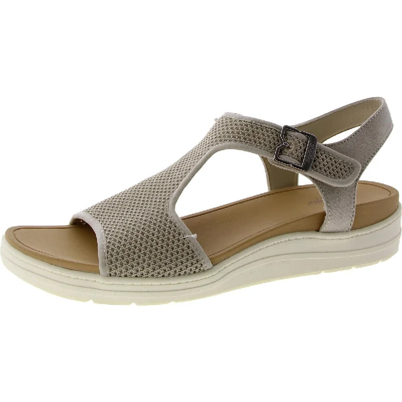 Dr. Scholl's Shoes Womens Time Off Sun Faux Suede Comfort Wedge Sandals