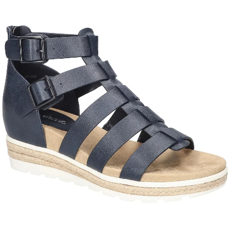 Easy Street Womens Simone Zipper Faux Leather Strappy Sandals