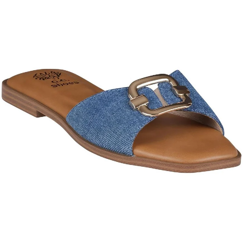 G.C. Shoes Womens DAVINA Denim Slip on Flatform Sandals