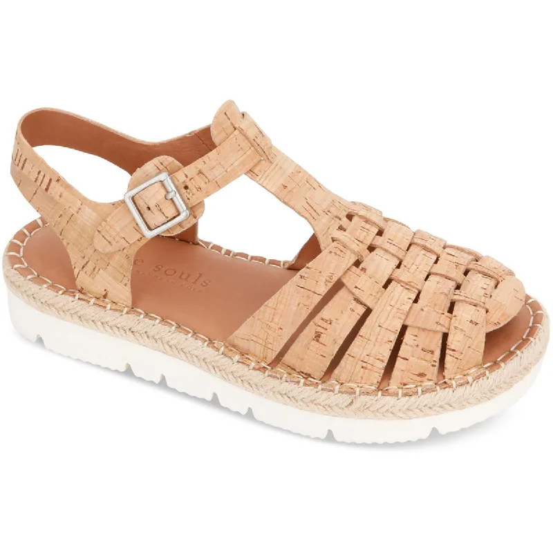 Gentle Souls by Kenneth Cole Womens Lizzy Leather Flat T-Strap Sandals