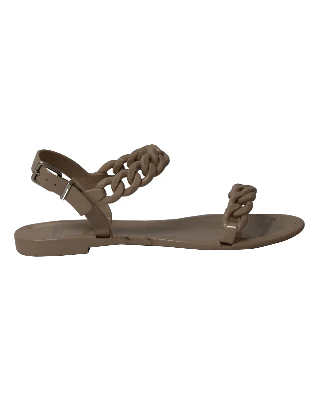 Givenchy Jelly Plate Chain Flat Sandals in Beige Plastic