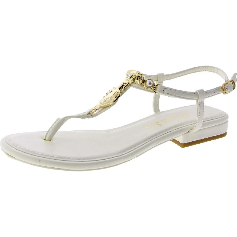 Guess Womens JIARELLA Embellished Side Tie Thong Sandals