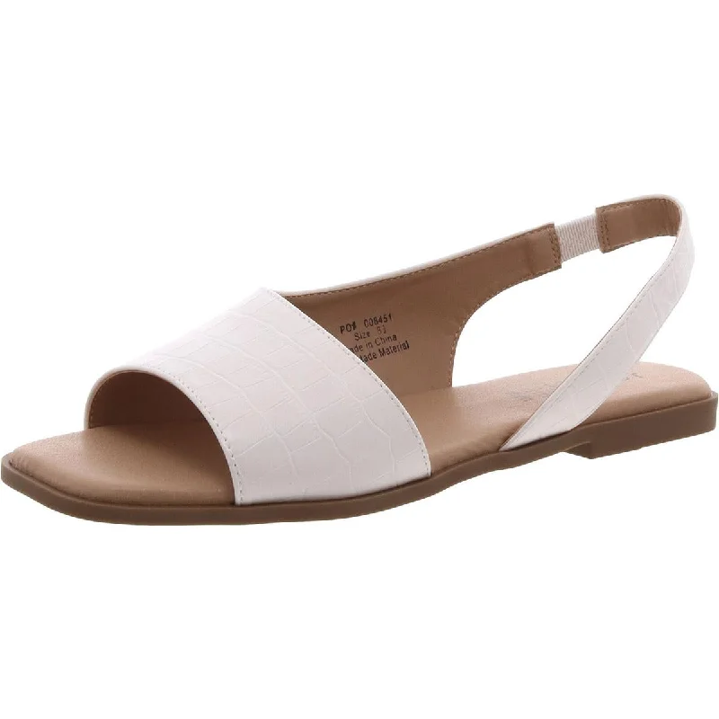 Journee Collection Womens Brinsley Faux Leather Slip On Slingback Sandals