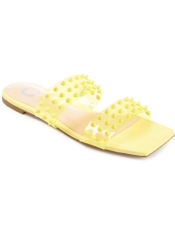 KATARI Womens Open Toe Vinyl Flatform Sandals