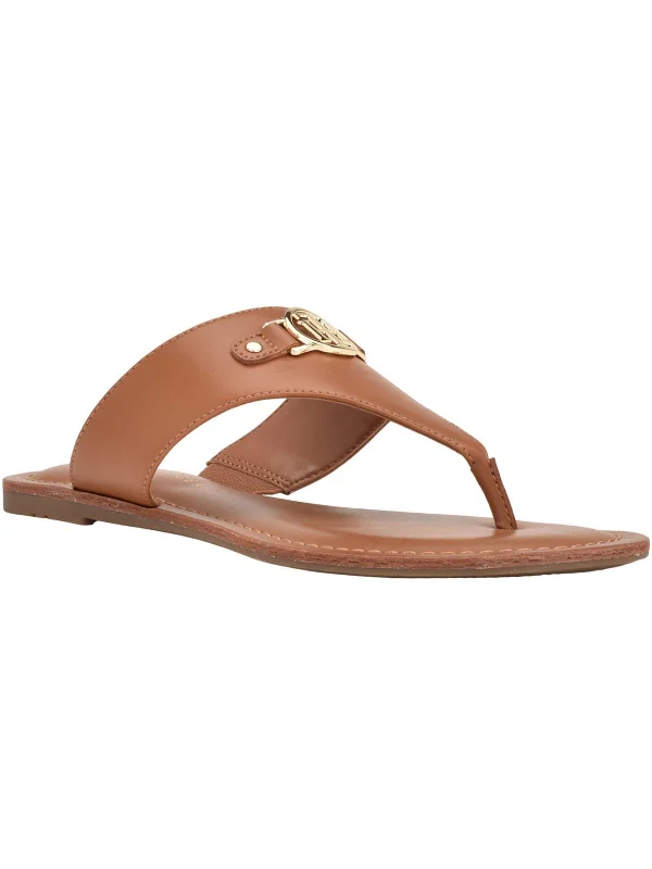 Lazire Womens Faux Leather Slip On Slide Sandals