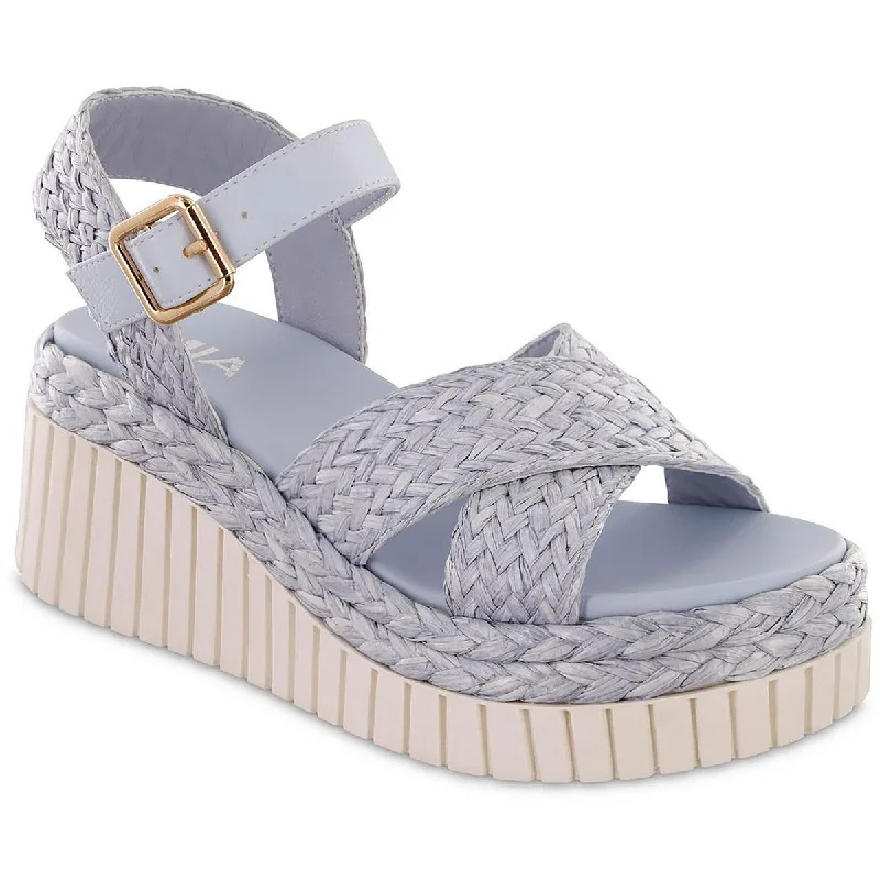 Mia Womens ZAMARA Woven Square toe Wedge Sandals