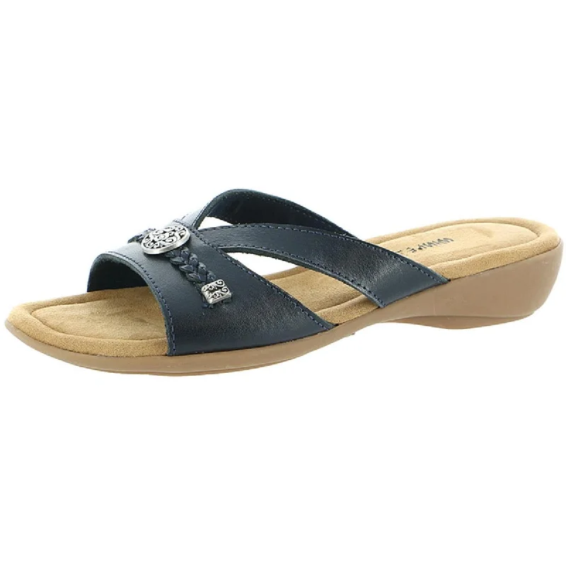 Minnetonka Womens Siesta Leather Slip On Slide Sandals