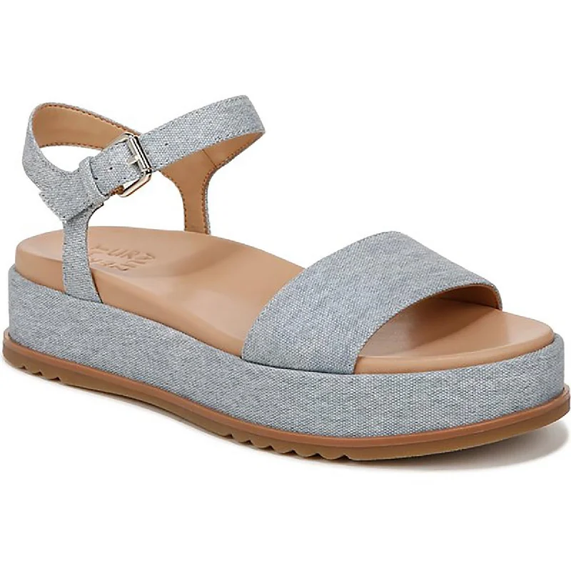 Naturalizer Womens ZANE Denim Round toe Flatform Sandals