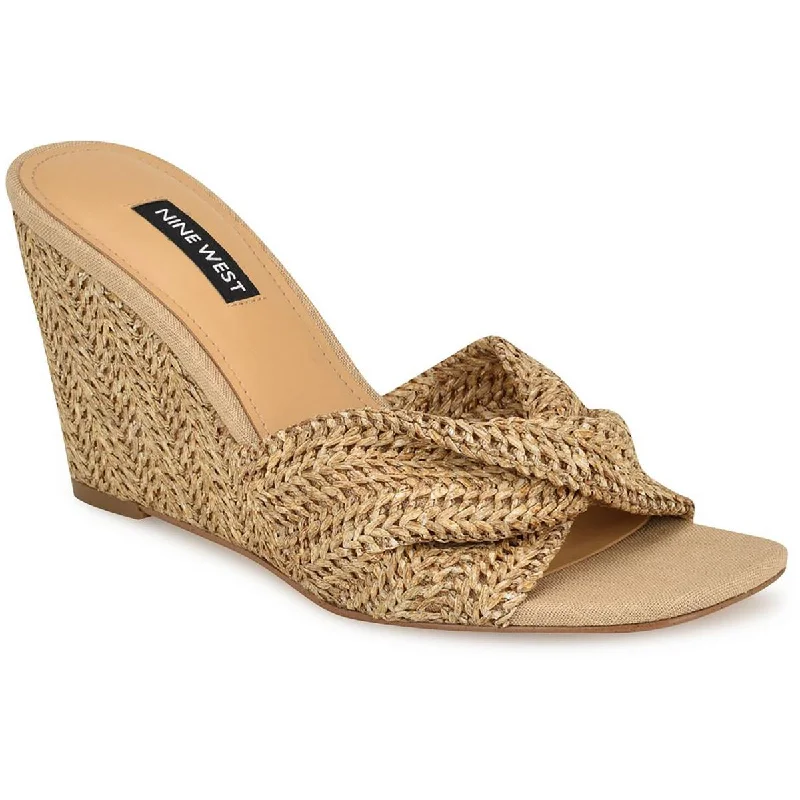 Nine West Womens NIKHIL2 Woven Square toe Wedge Sandals