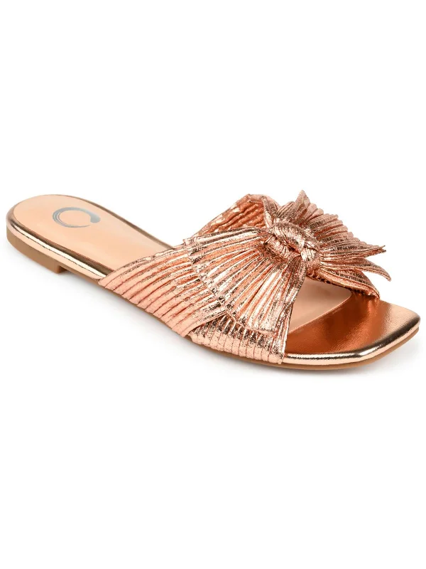 Serlina Womens Metallic Square Toe Slide Sandals