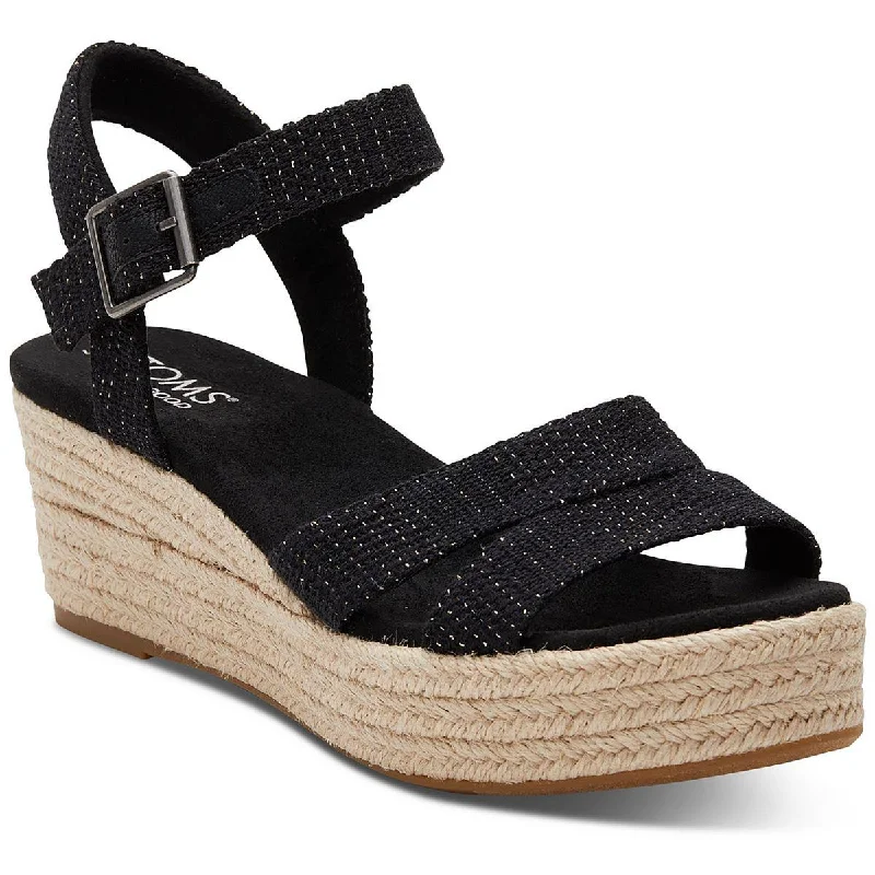 Toms Womens  AUDREY Linen Ankle strap Wedge Sandals