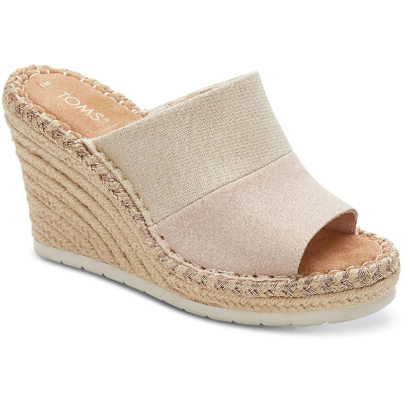 Toms Womens Monica Mule Suede Wedge Sandals