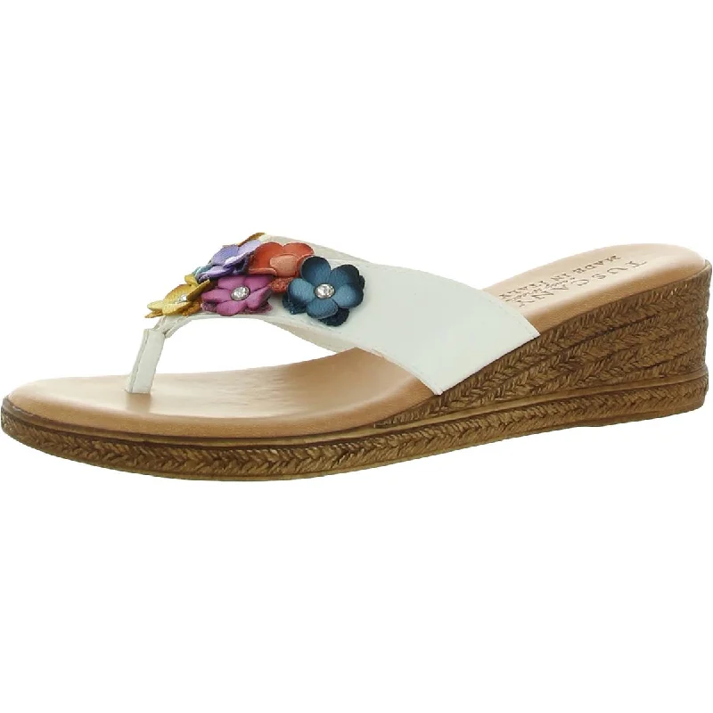 Tuscany By Easy Street Womens Giordana Leather Embellished Thong Sandals