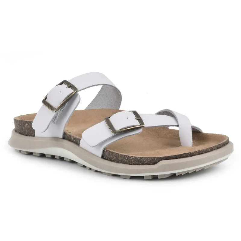 White Mountain Womens Hazy Leather Buckle Footbed Sandals