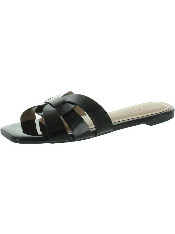 Womens Comfort Insole Patent Flatform Sandals