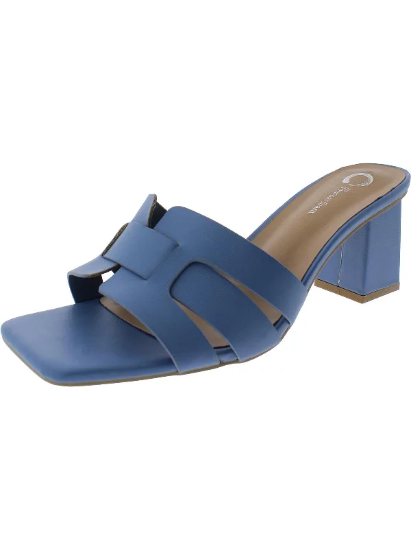 Womens Faux Leather Mule Sandals