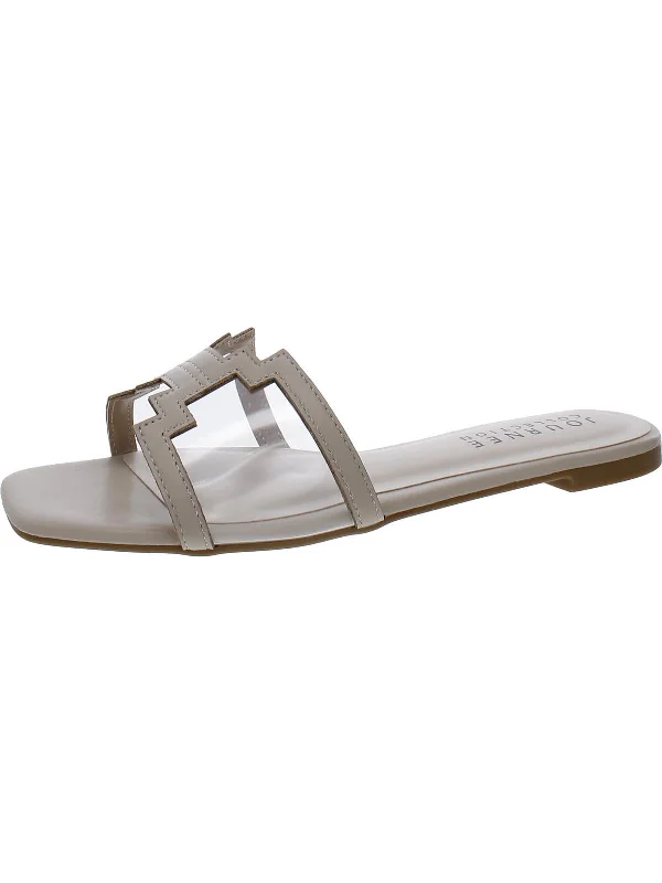 Womens Faux Leather Slide Sandals