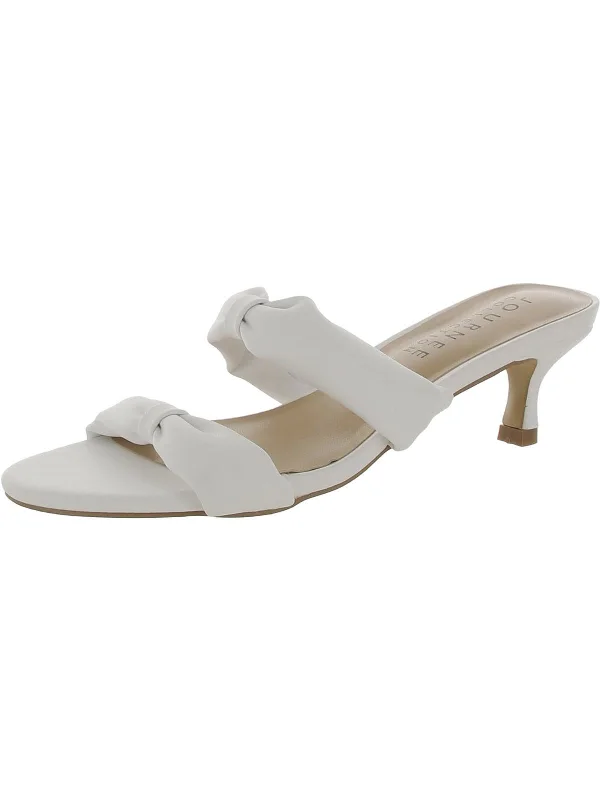 Womens Faux Leather Slide Sandals