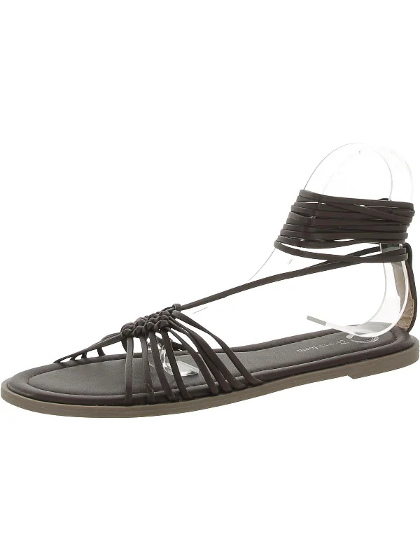 Womens Faux Leather Strappy Sandals