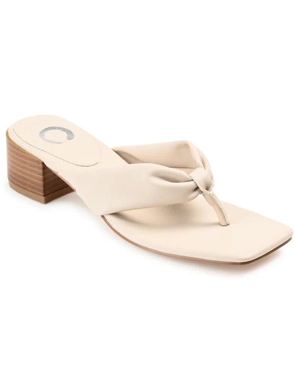 Womens Faux Leather Thong Sandals