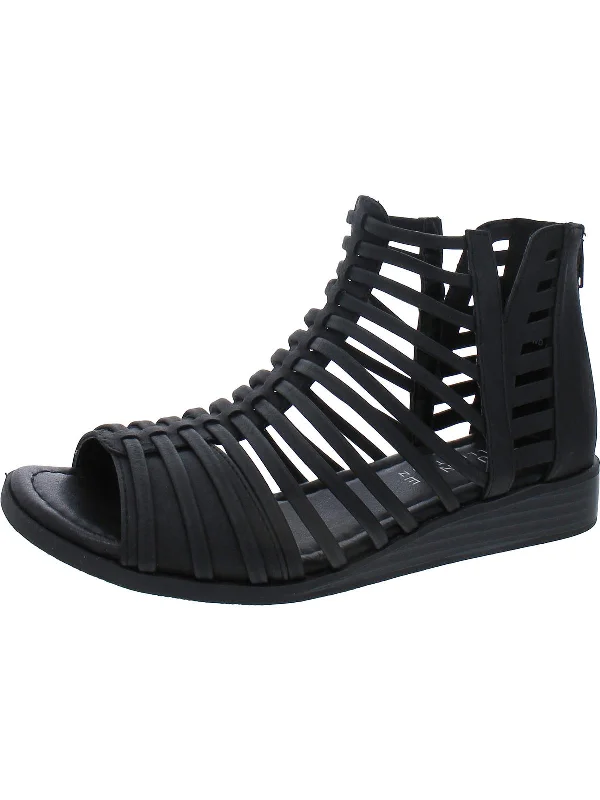 Womens Faux Leather Wedge Sandals