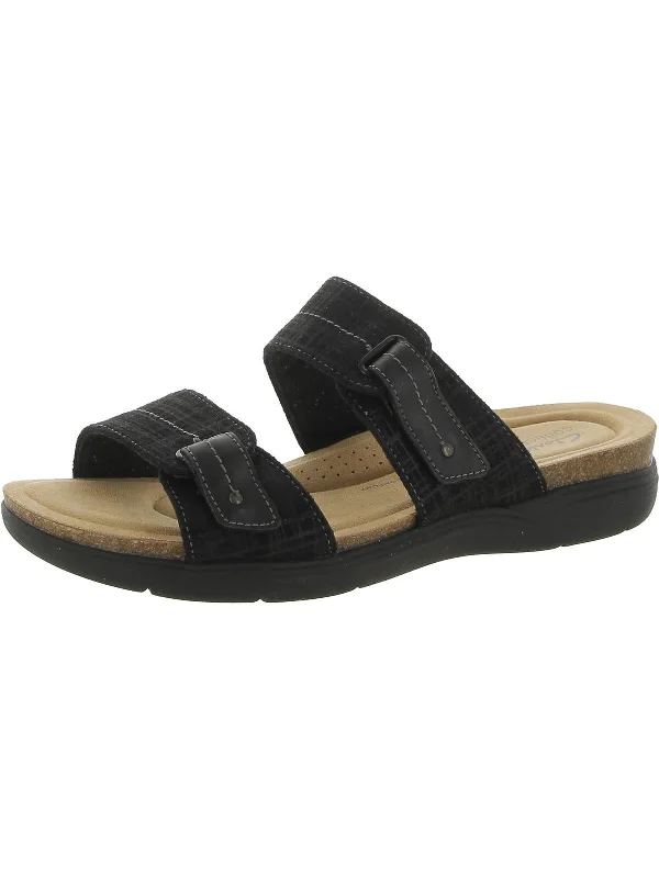 Womens Faux Suede Cushioned Footbed Slide Sandals