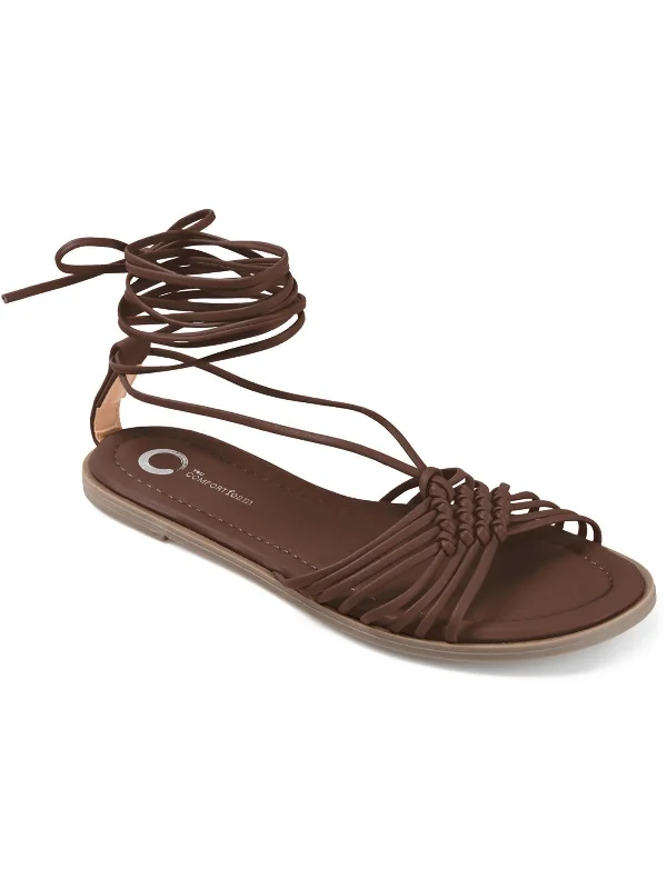 Womens Flat Slip On Strappy Sandals