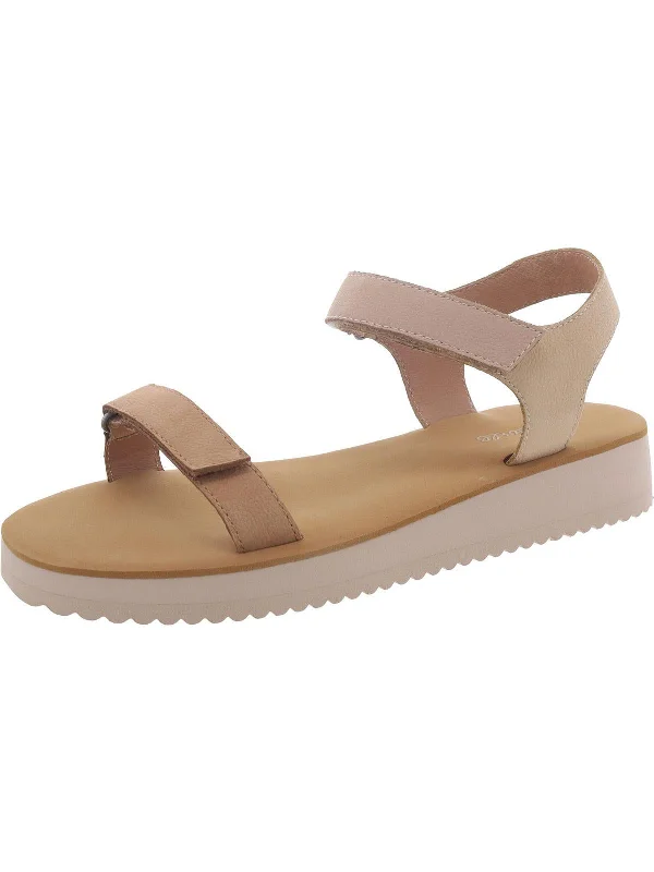 Womens Leather Round toe Wedge Sandals