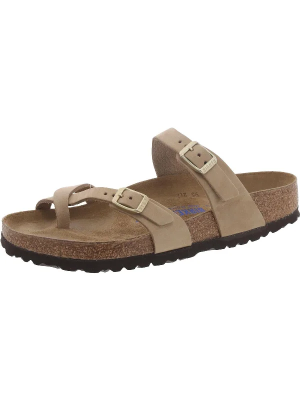 Womens Leather Thong Footbed Sandals