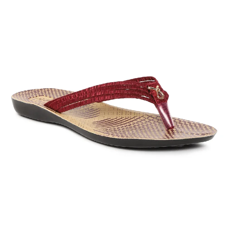 Women's Maroon Fabric  Rexine Sandals (PU7074L_MAR)