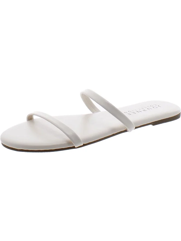 Womens Patent Double Strap Slide Sandals