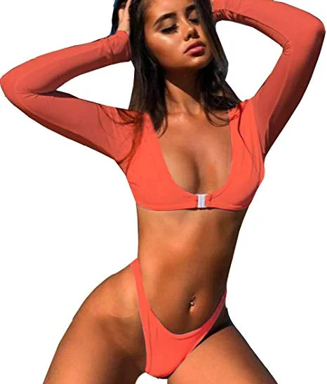 button orange bikini