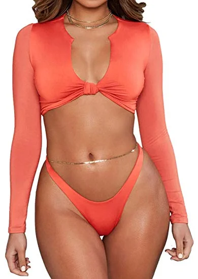 tie orange swimwear