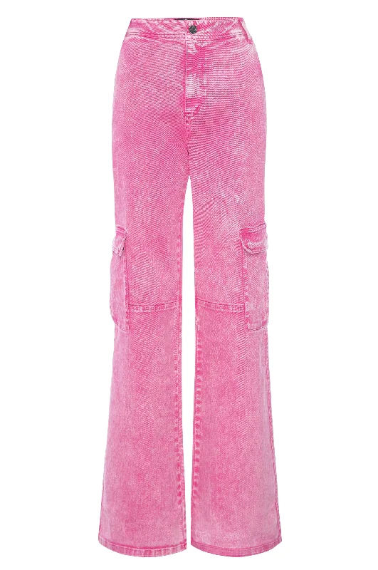 Maude Wide Leg Cargo Pant | Raspberry Rose