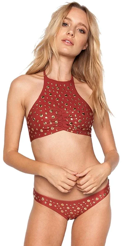 Beach Riot Madison High Neck Studded Halter Top In Sienna ASIEHT-SIE