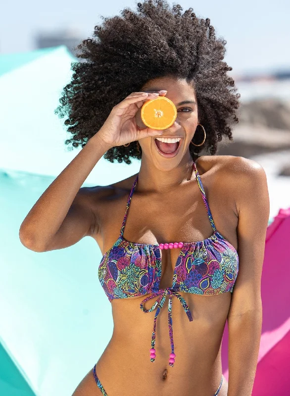 Heather Halter Bikini Top - Fruit Loop Neon Print