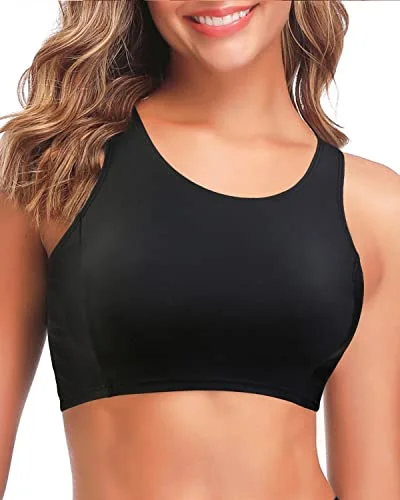 High Neck Racerback Sports Bra Swimsuit Top Women Bikini Crop Top