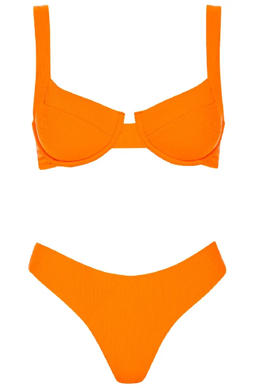 Laguna Bikini Orange Ribbed Set